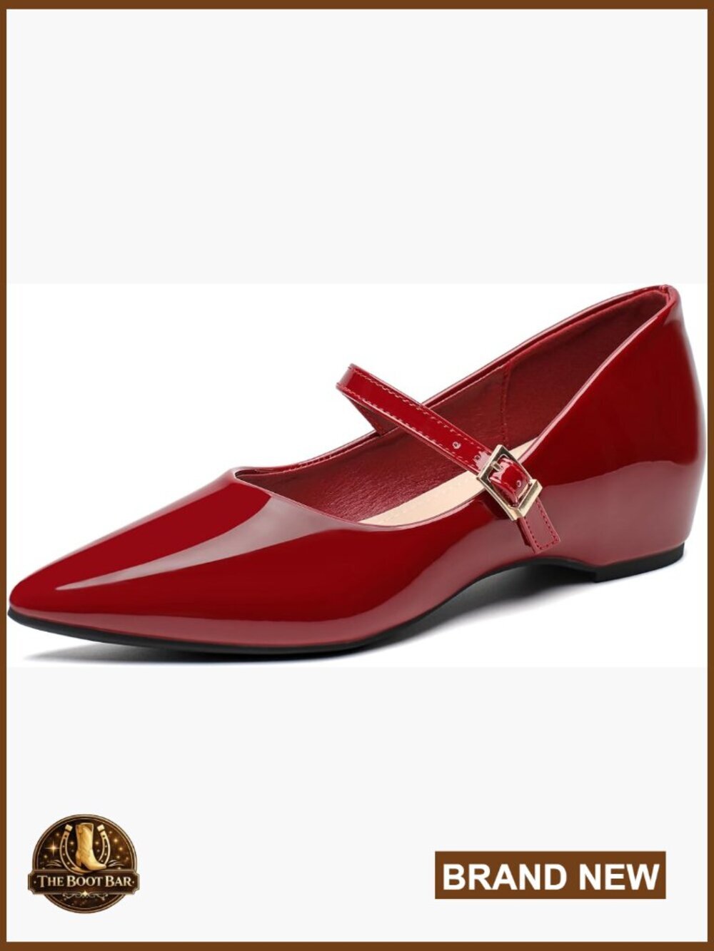 Women's Arch Support Ballet Flats with Hidden Wedge Heel, Square Toe Mary Jane